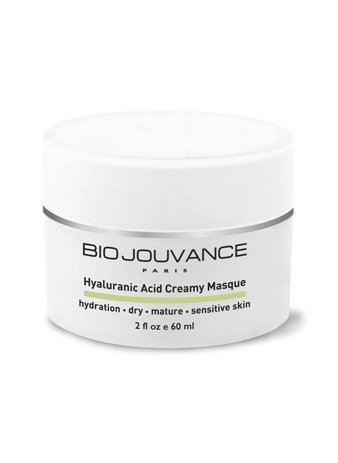 BIO JOUVANCE PARIS Hyaluronic Acid Creamy Mask 1oz / 30ml - Hydration for Dry/Mature/Sensitive Skin | High Concentration of Hyaluronic Acid, Jojoba Oil and Squalene Oil | Weekly Facial Skin Care Tre 
