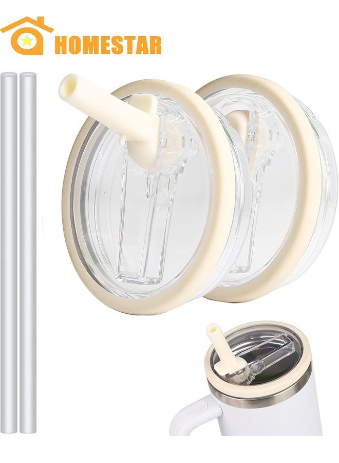 هومستر 2 حزمة 40 أوقية بلبر فليب استبدال غطاء القش لكأس ستانلي ، غطاء كأس قابل لإعادة الاستخدام ، مقاوم للرش ، غطاء دليل ، أبيض - Image 1