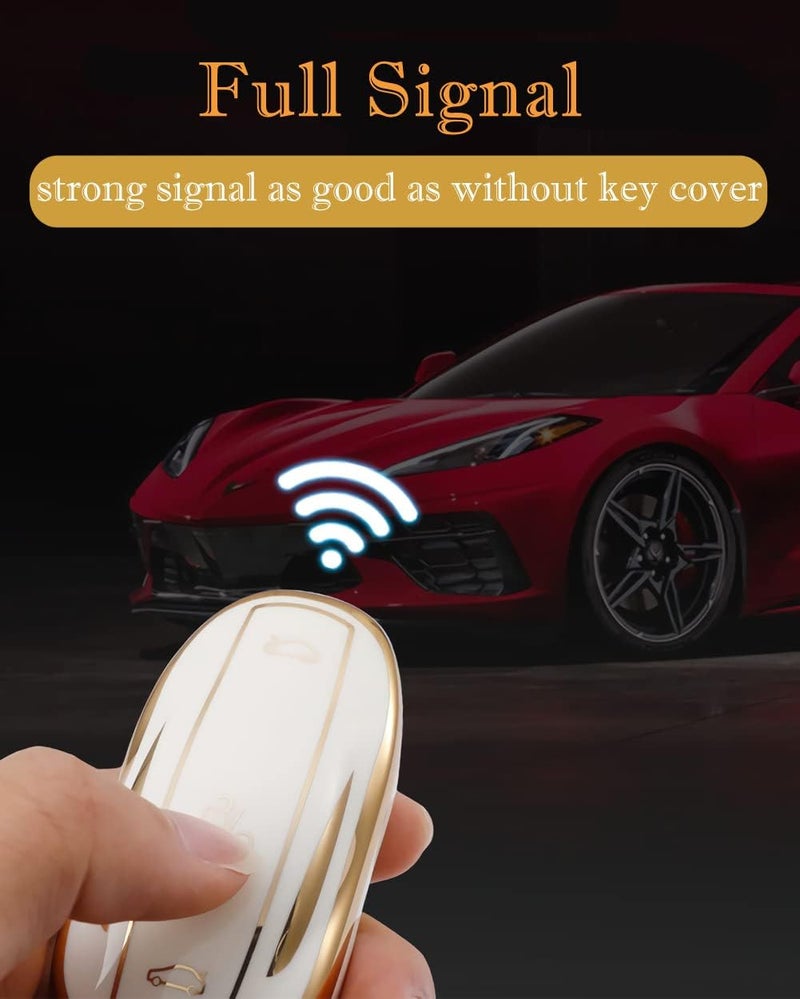 Cacacar Tesla Model X Key Fob Cover with Keychain - Ivory - Image 5