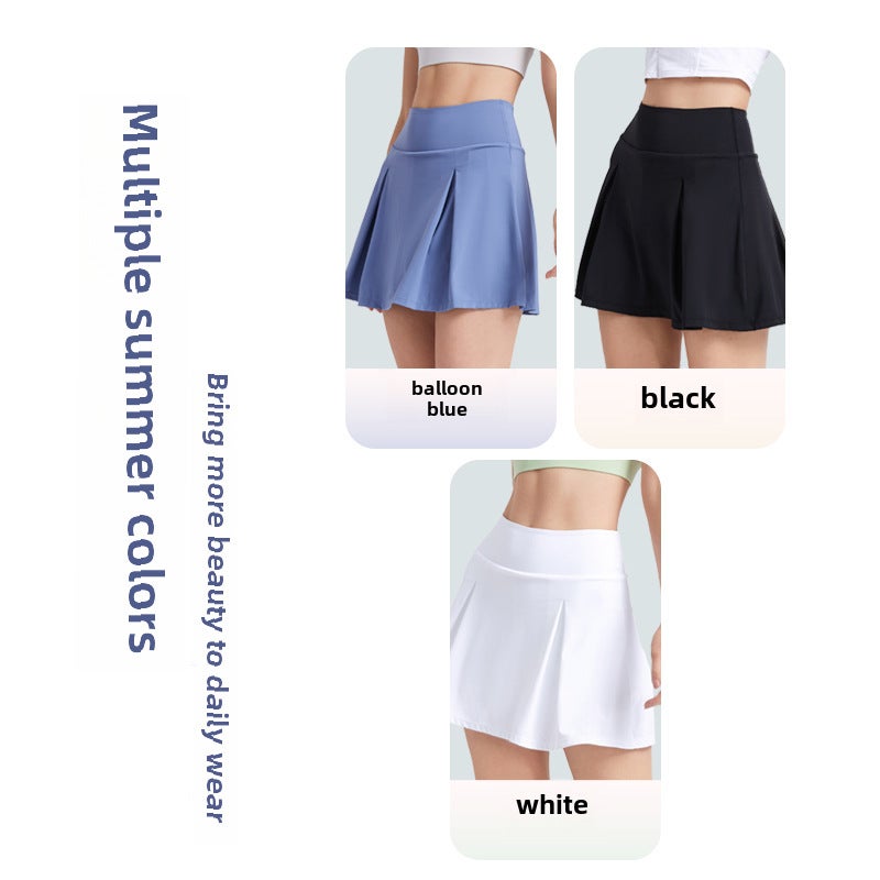 Generic Summer Quick-Dry UV Protection Anti-Exposure Tennis Skirt Black - Image 5