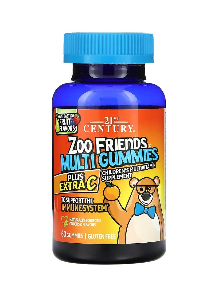 القرن الحادي والعشرون علكات الفيتامينات المتعددة من زوو فريندز المعززة بفيتامين جـ الإضافي الفواكه اللذيذة 60 علكة - Image 1