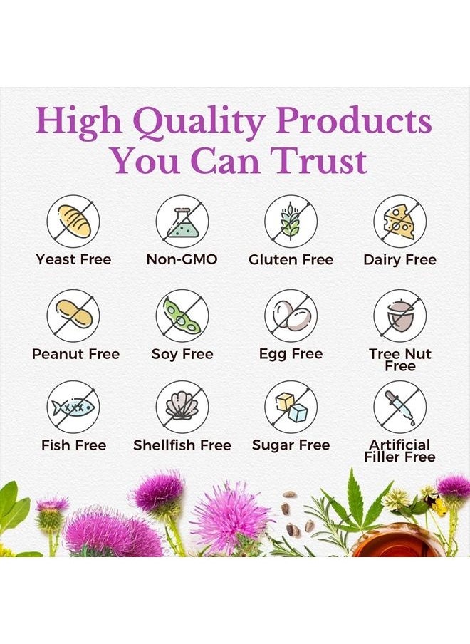 Vitalitown - Organic Milk Thistle 600 mg Seed Extract, 30:1 High Concentration, Equivalent to 18,000 mg Silymarin Marianum, Liver Support, Detox & Cleanse, 120 Vegan Caps - Image 1