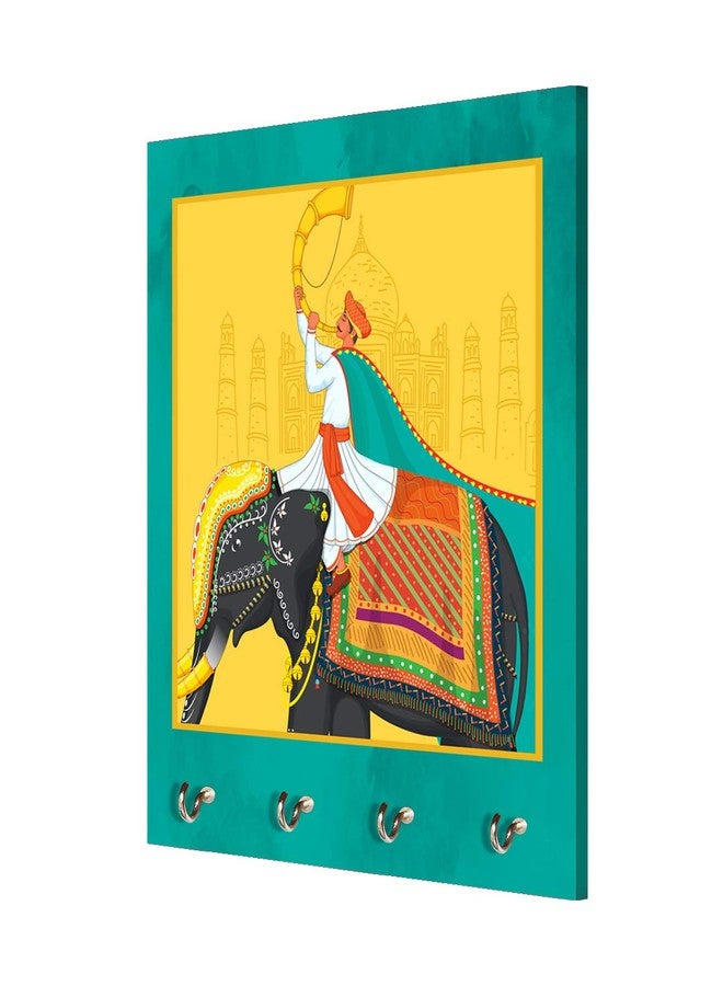 999STORE حامل أدوات ديكور للردهة من 999STORE، منظم تعليق جداري، حامل مفاتيح بتصميم فن المغول، يُعلق على الحائط (MDF_7.5X12 بوصة_متعدد الألوان) KeyholderP057 - Image 3