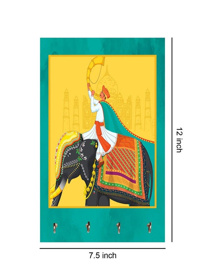 999STORE حامل أدوات ديكور للردهة من 999STORE، منظم تعليق جداري، حامل مفاتيح بتصميم فن المغول، يُعلق على الحائط (MDF_7.5X12 بوصة_متعدد الألوان) KeyholderP057 - Image 4