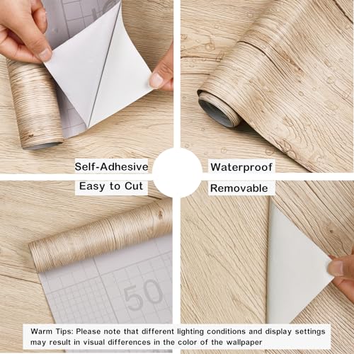 Lativo Wood Contact Paper Light Wood Grain Peel and Stick Wallpaper for Funiture Contact Paper for Cabinets Drawers Countertop Table Self Adhesive Wallpaper Bathroom Kitchen Waterproof 78.7inL15.7inW - Image 3