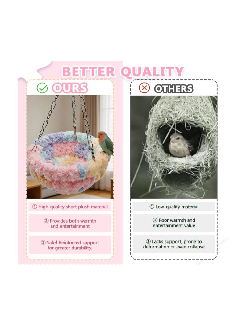 Waytiffer Yarn Bird Nest,Soft Plush Parrot Hut Snuggle Bed House for Budgie, Parakeet,Cockatiel,Conure,Lovebird,Canary,Finch,Hamster – Decorative Hanging Bird Cage Nest & Pet Snuggle Hut - Image 3