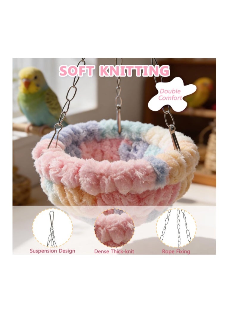Waytiffer Yarn Bird Nest,Soft Plush Parrot Hut Snuggle Bed House for Budgie, Parakeet,Cockatiel,Conure,Lovebird,Canary,Finch,Hamster – Decorative Hanging Bird Cage Nest & Pet Snuggle Hut - Image 2