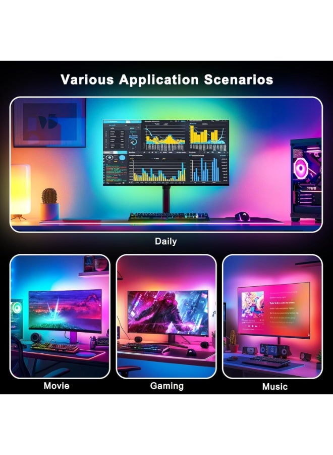 Faylor LED Monitor Backlight Strip 24 Inch USB Powered RGBIC Sync with Screen Color and Music for Gaming Movies Computer Desktop Lighting Software Control - Image 5