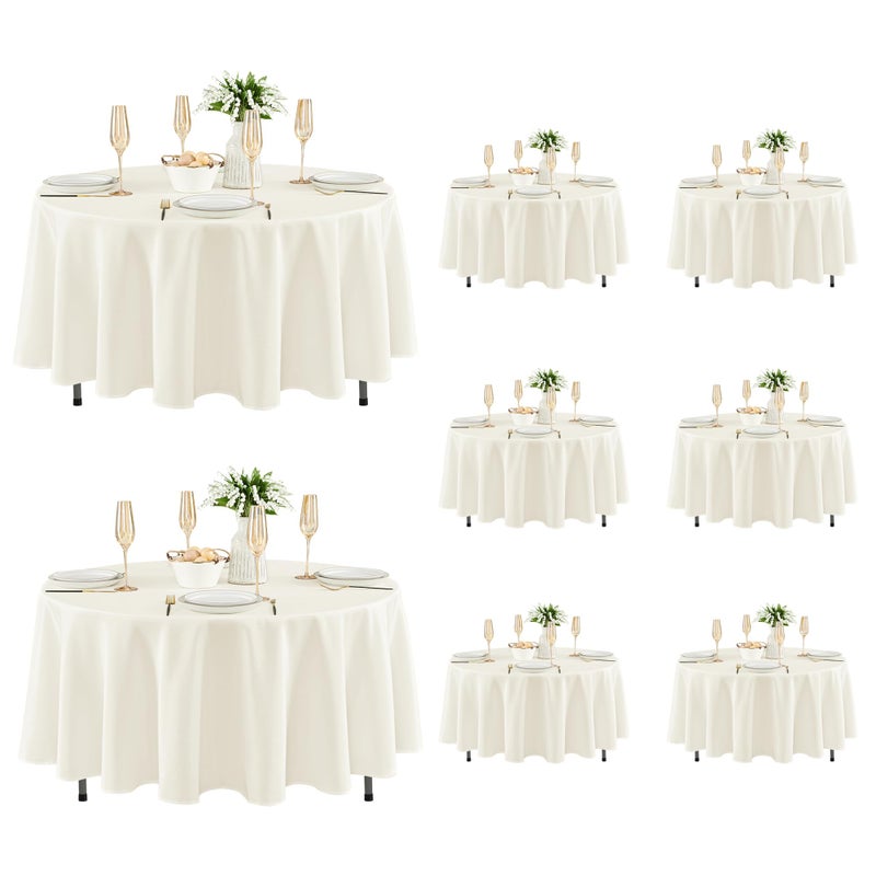 Fitable 8 Pack Round Tablecloths: Stain Resistant Wrinkle Free Circle Table Clothes, Washable Reusable Polyester Table Covers for Wedding Party Birthday Banquet Reception(Ivory, 84 Inch) - Image 1