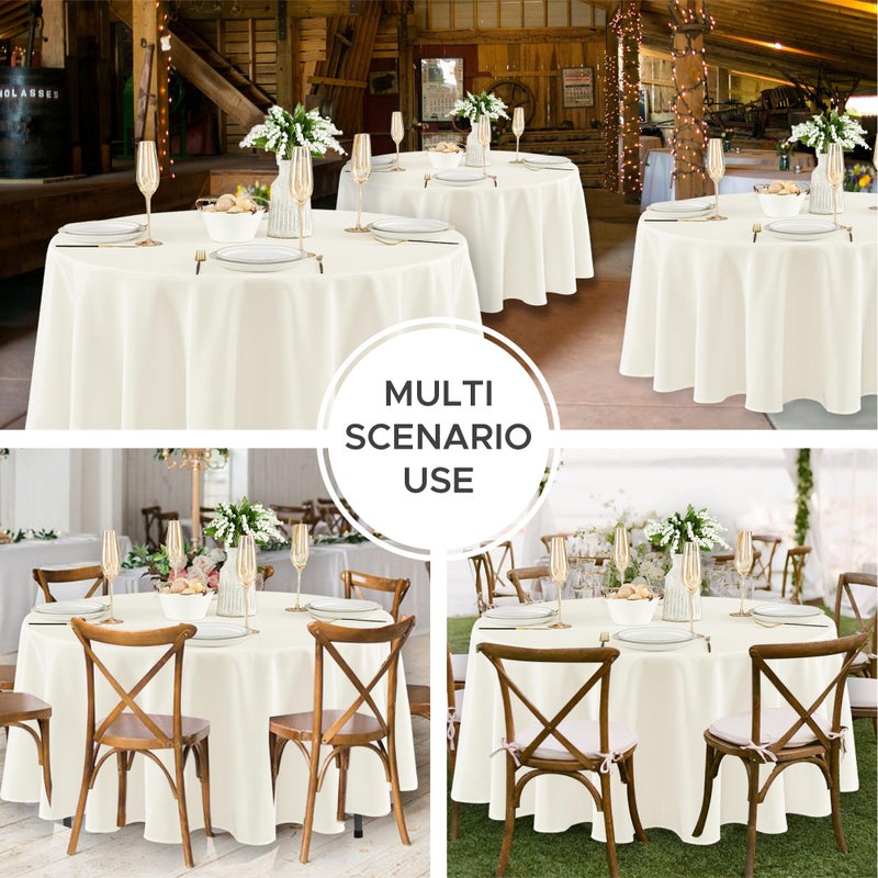 Fitable 8 Pack Round Tablecloths: Stain Resistant Wrinkle Free Circle Table Clothes, Washable Reusable Polyester Table Covers for Wedding Party Birthday Banquet Reception(Ivory, 84 Inch) - Image 5