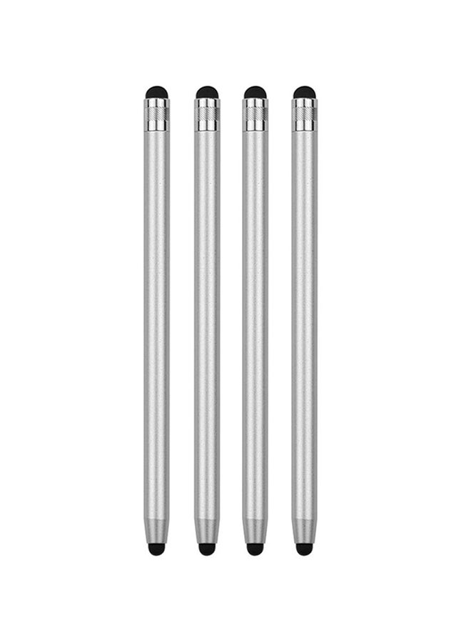 Silver Universal Stylus Pen Set with 4 Pieces and 8 Bonus Soft Rubber Tips for Tablets - Image 2