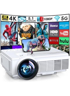 LAESO Projector with WiFi and Bluetooth, 5G WiFi Native 1080P 10000L 4K Supported, Portable Movie Outdoor Projector for Home Theater, Compatible with HDMI/USB/PC/TV Box/VGA/USB/Laptop, iOS and Android Phone  - Image 1