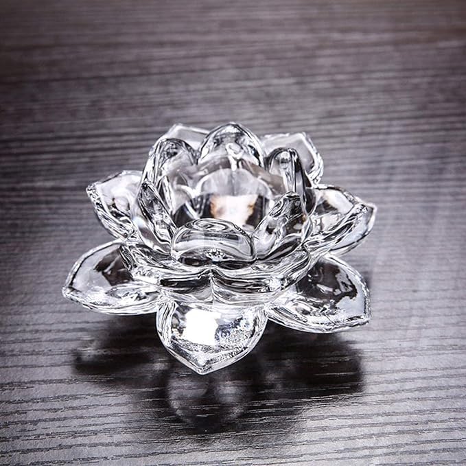 ARUZEN ARUZEN Crystal Lotus Shape Candle Holders Creative Decoration for Home Decoration Tealight Holders Wedding Gift Idea Glass Lotus Flower Tea Light Candle Holder Pack of 1  - Image 3