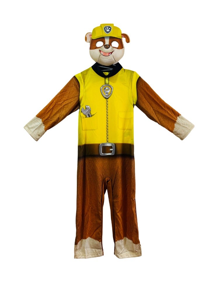 Amscan Official Nickelodeon Paw Patrol Rubble Kids Cosplay Dress-Up Roleplay Child Costume Yellow Jumpsuit with Mask - Image 4
