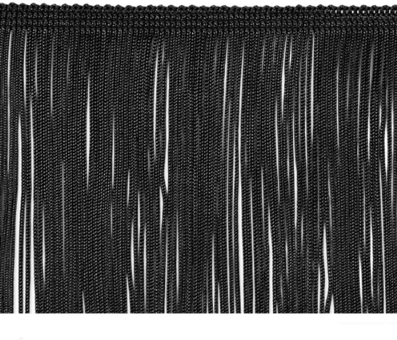 KOLIGHT KOLIGHT 10yards Width 8inch Polyester Lace Tassel Fringe Trim Decoration for Latin Dress Stage Clothes Lamp Shade Black - Image 2