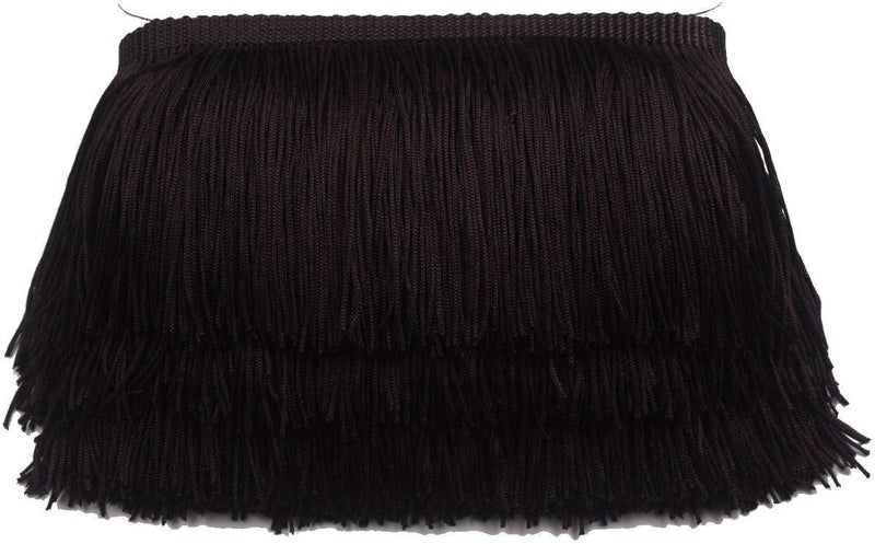 KOLIGHT KOLIGHT 10yards Width 8inch Polyester Lace Tassel Fringe Trim Decoration for Latin Dress Stage Clothes Lamp Shade Black - Image 1