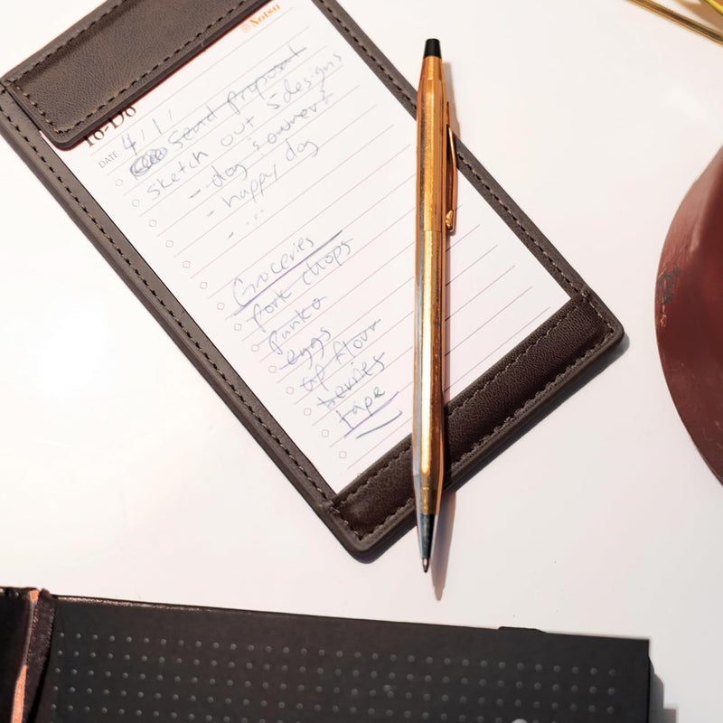 Notsu Note Card Holder | Minimalist 3x5 Inch Index Card Holder Handheld Case in Premium Dark Brown Vegan Leather with 25 To Do List Notecards - Image 3