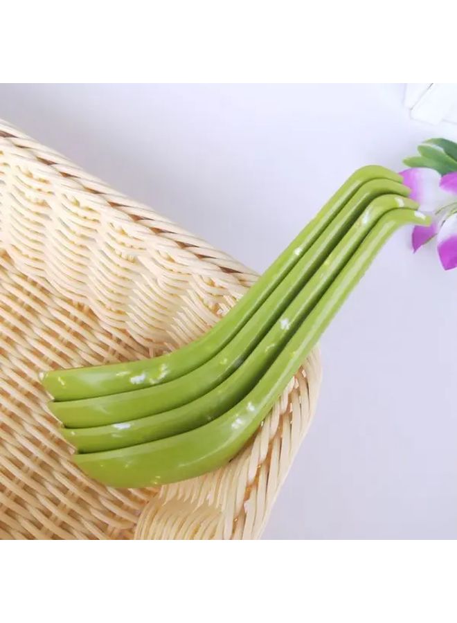 4 قطع ملاعق شوربة بلاستيكية خضراء بتصميم زهري للاستخدام المنزلي وفي المطاعم - Image 4