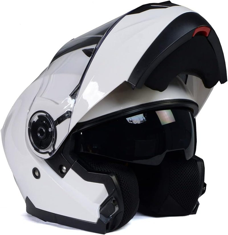 Milwaukee Helmets MPH9816DOT Breeze White Advanced Motorcycle Modular Helmet with Drop Down Visor - X-Large - Image 1