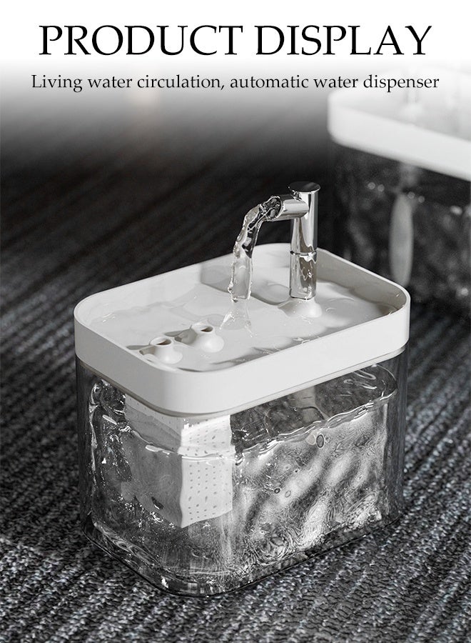 DUNISO 1.5L Pet Water Dispenser,Auto Pet Water Fountain with Filter Pad,USB Rechargeable Large Capacity Pet Water Dispenser,Easy to Clean,for Cats and Dogs - Image 3