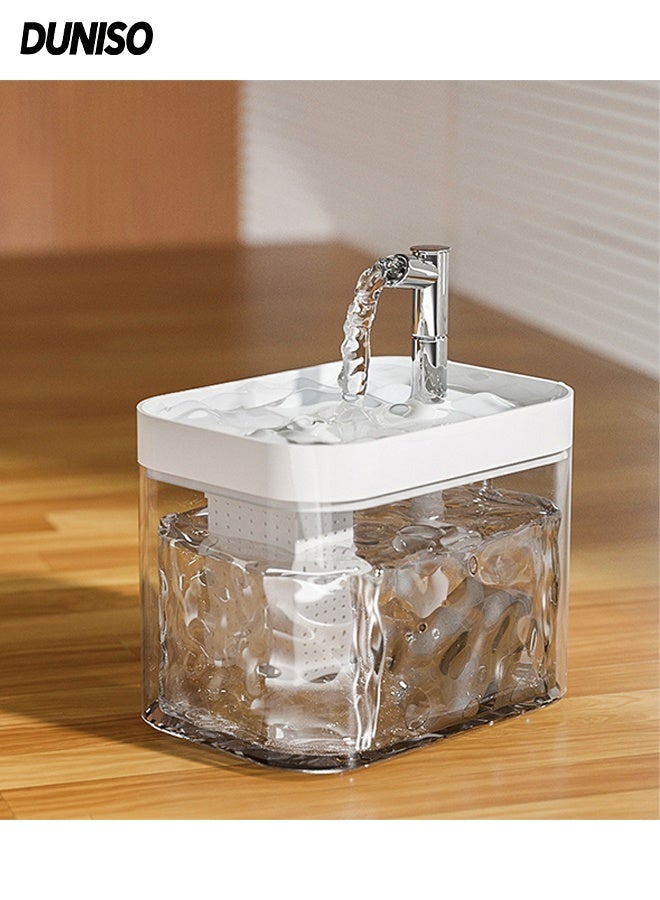 DUNISO 1.5L Pet Water Dispenser,Auto Pet Water Fountain with Filter Pad,USB Rechargeable Large Capacity Pet Water Dispenser,Easy to Clean,for Cats and Dogs - Image 1