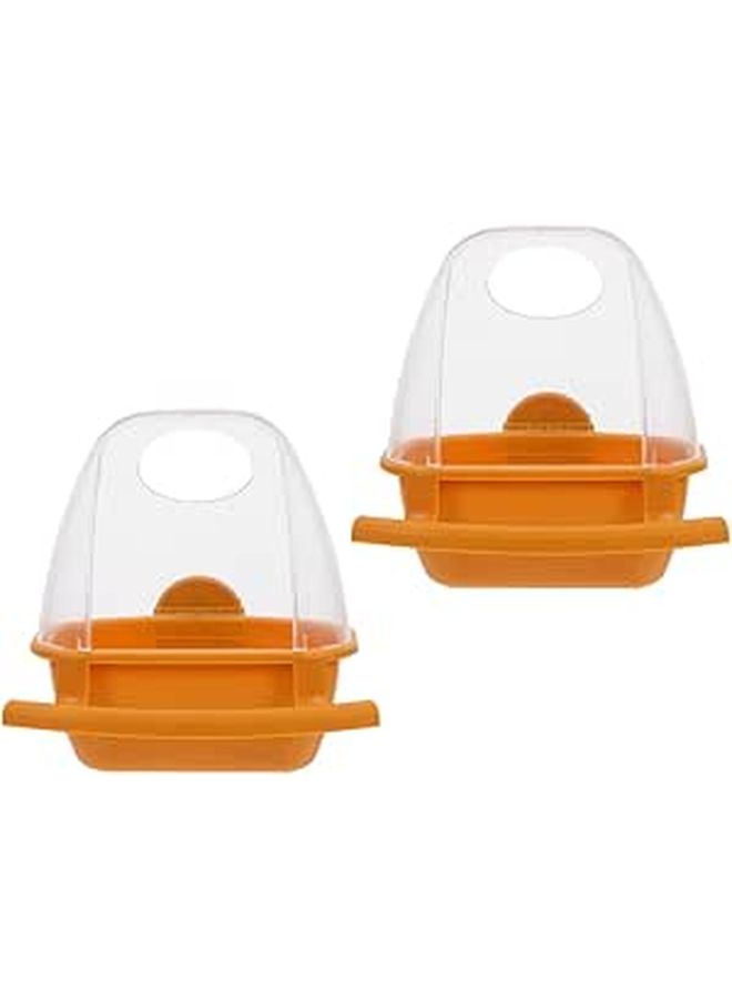 2pcs Hanging Plastic Parrot Cage Food Feeder and Water Bowl Set for Cockatiels - Image 1