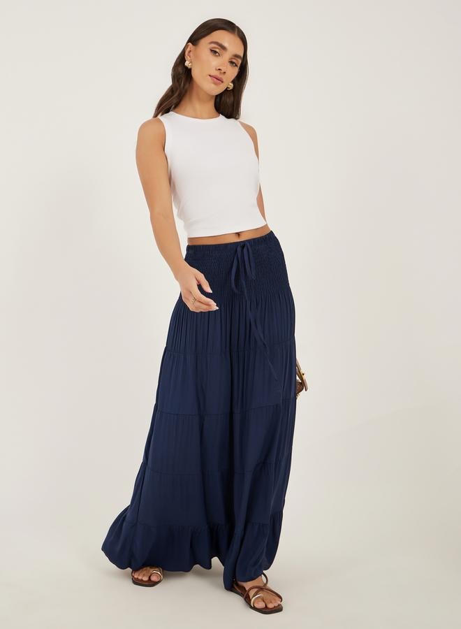 Styli Smocked Tiered A-Line Maxi Dress - Image 1