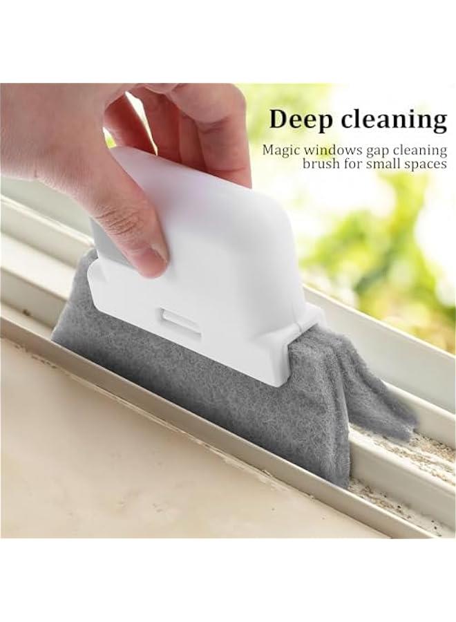 Beauenty Window Cleaning Brush, Groove Cleaning Brush Tool Handheld Window Sliding Door Track Cleaner with 2 Replacement Cloth for Tile Lines Shutter Sill Car Vents Keyboard Small Spaces Clean Kit - Image 2