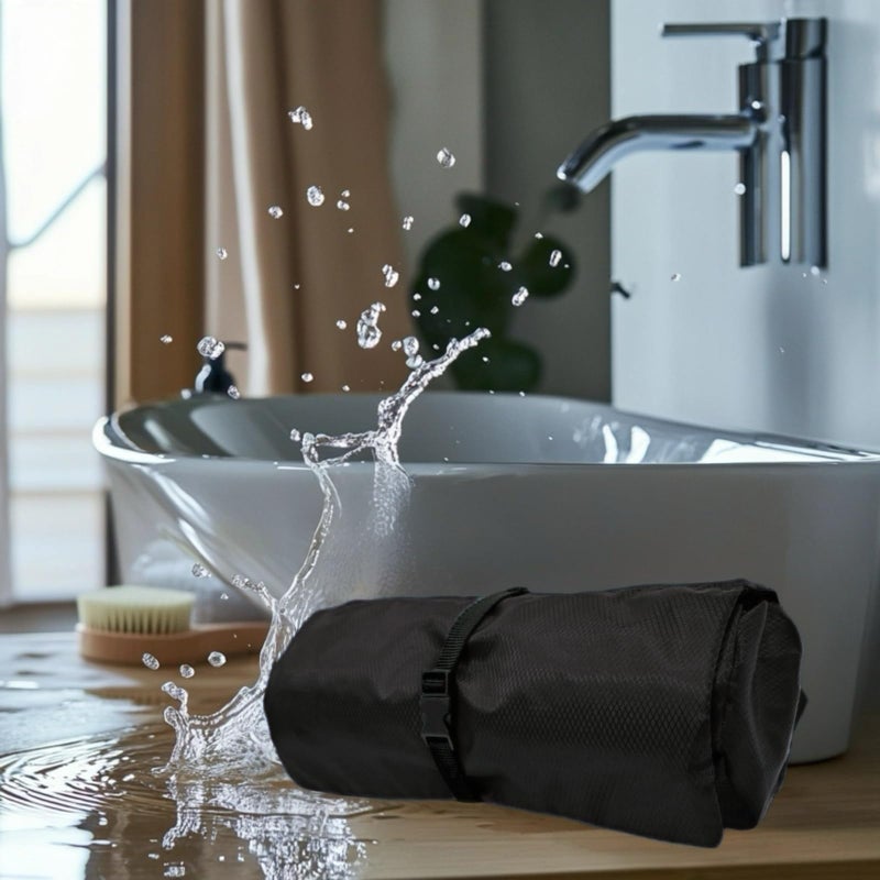 Navy Blue Portable Foldable Wash Pouch Quick Dry Travel Storage For Hygiene Products - Image 3