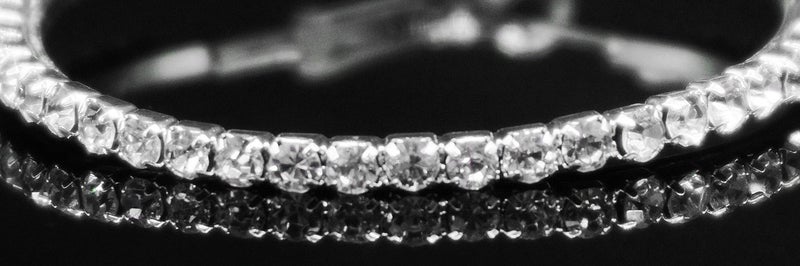 Bienvenu 40mm Rhinestone Plated Silver Hoop Earrings Big Circle Earring - Image 5