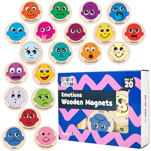 SPARK & WOW Wooden Magnets | Emotions | Magnets for Kids Ages 2+ | Open-Ended Play | Social Emotional Learning Activity - Image 1