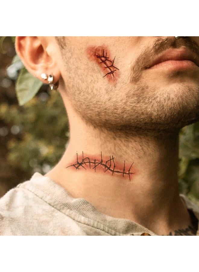 YEEECH Halloween Body Face Scar Realistic Temporary Tattoos Sticker Paper Waterproof for Fool's Day Fun Skin Color - Image 2