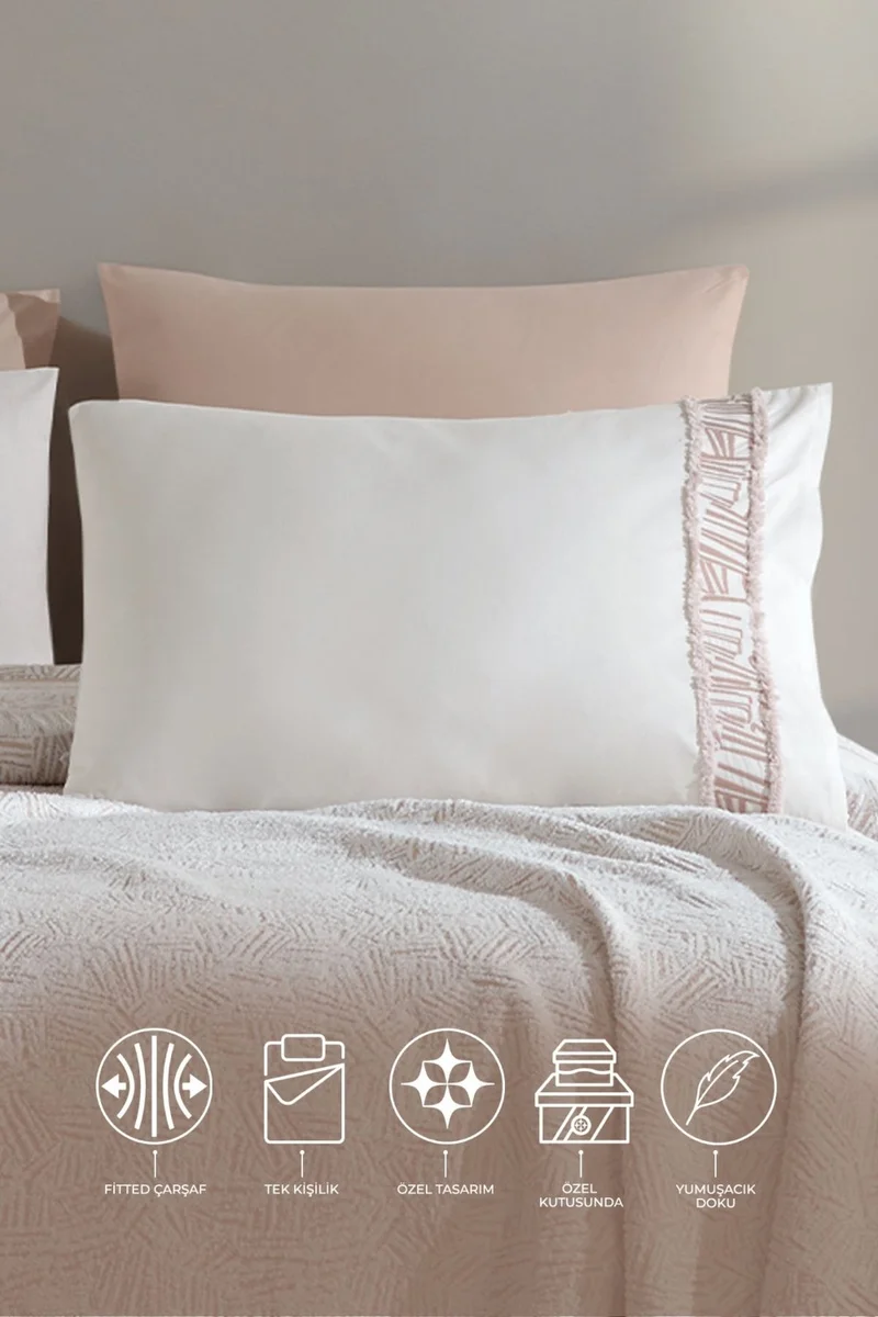 Elart Giza Blanket Set Single 4 Piece Stone