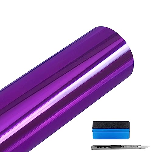 LZLRUN 1FT x 5FT Chrome Mirror Vinyl Wrap Adhesive Car Sticker Decal Film (1.5FT x 5FT, Purple) - Image 1