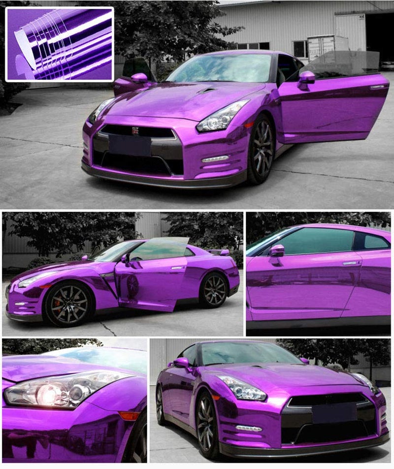 LZLRUN 1FT x 5FT Chrome Mirror Vinyl Wrap Adhesive Car Sticker Decal Film (1.5FT x 5FT, Purple) - Image 5