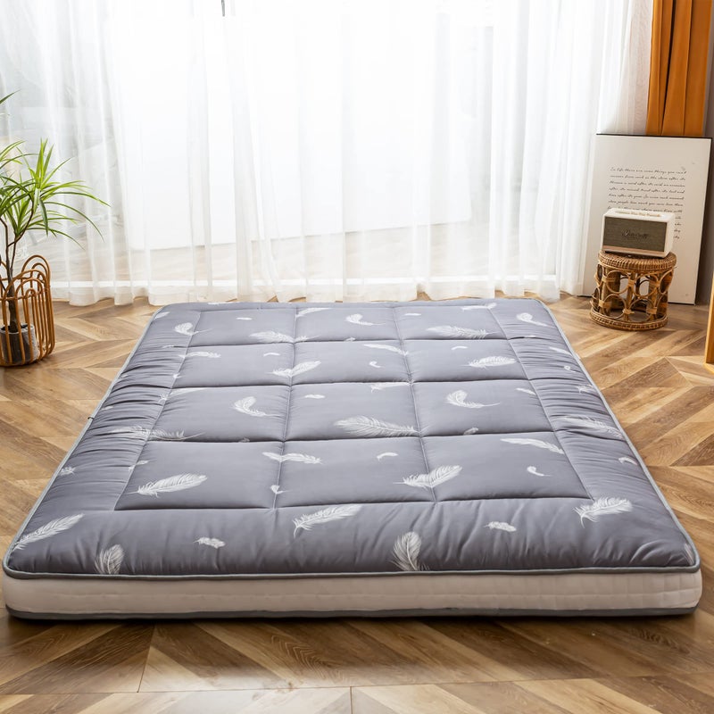 YOSHOOT Extra Thick Futon Folding Roll Up Mattress Padded Japanese Shikibuton Sleeping Pad Foldable Camping Portable Bed Mattress Topper Floor Lounger Guest Bed 