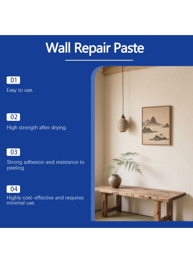 Jakehoe White Wall Repair Paste, Drywall Patch & Repair Kit with Scraper & Sandpaper, Quick Fix for Holes, Cracks, Graffiti & Peeling Paint, 100g - Image 4