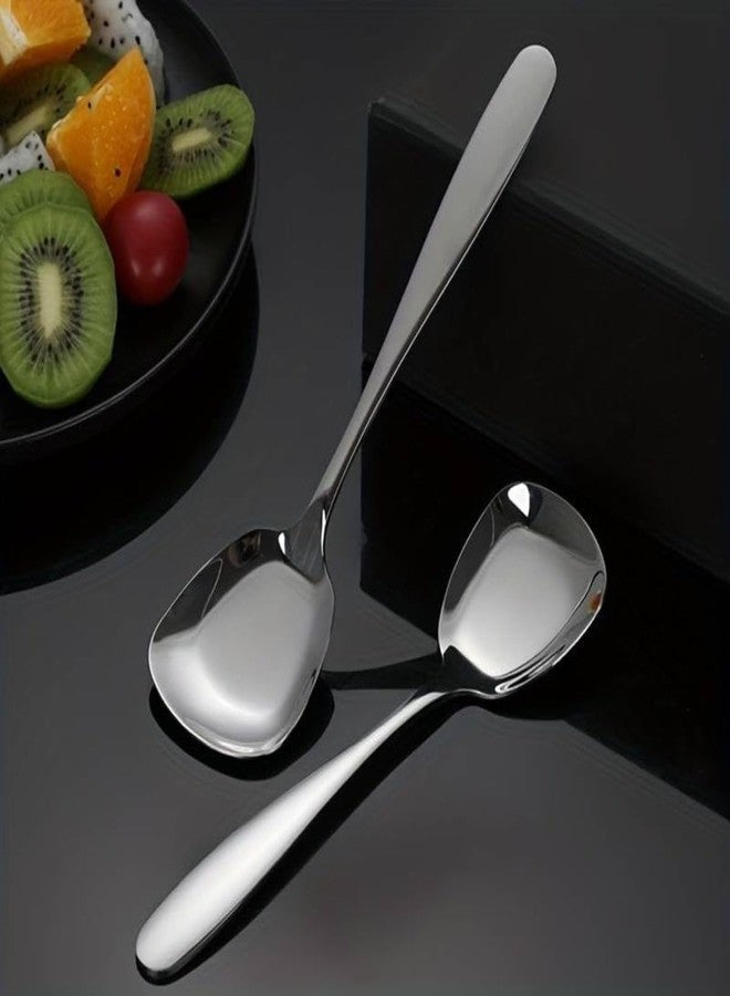 HomeAra Stainless Steel Square Head Spoon, Flat Bottom Dessert Spoon, Soup Spoon Set, Creative Long Handle Square Spoon, Creative Long Handle Spoon, Measuring Spoon, Restaurant Hotel (Set of- 2) - Image 5