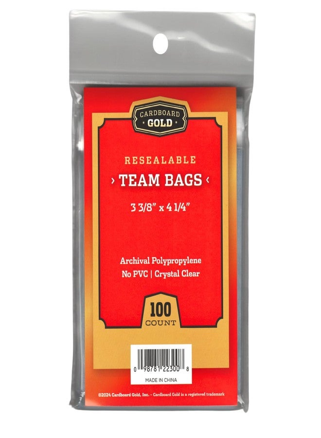 Cardboard Gold Resealable Sports Card Team Set Bags - 1000 Pcs Team Bags for Trading Cards - Non-PVC, Crystal Clear 2 Mil Polypropylene - Holds Toploaders to 120pts - Acid-Free, Adhesive Strip - Image 1