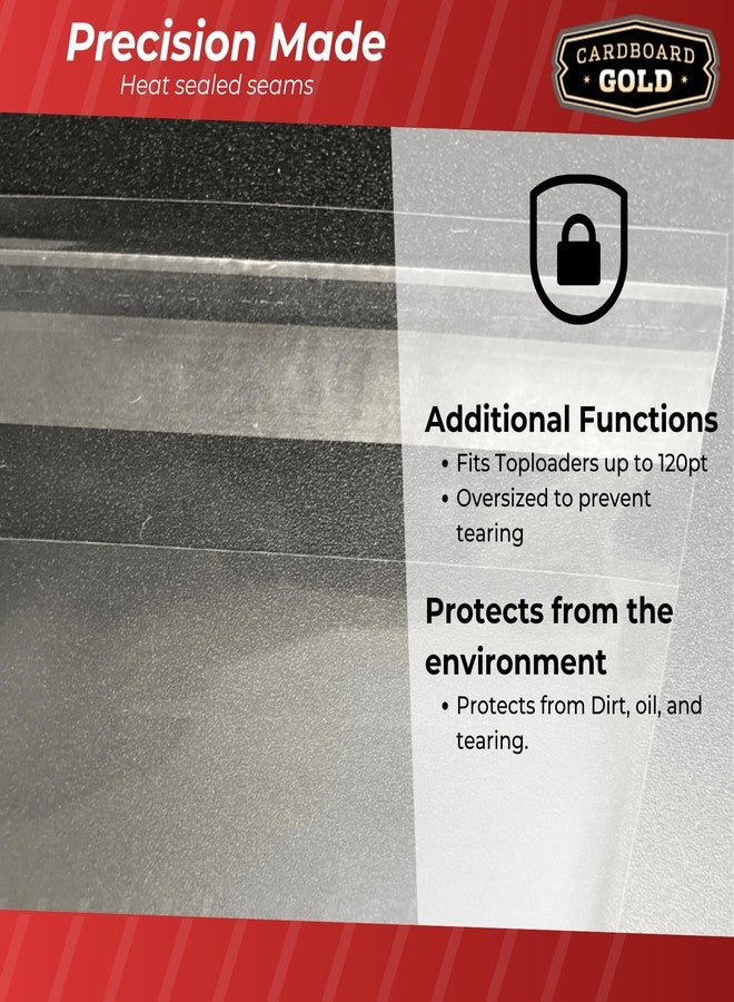 Cardboard Gold Resealable Sports Card Team Set Bags - 1000 Pcs Team Bags for Trading Cards - Non-PVC, Crystal Clear 2 Mil Polypropylene - Holds Toploaders to 120pts - Acid-Free, Adhesive Strip - Image 5