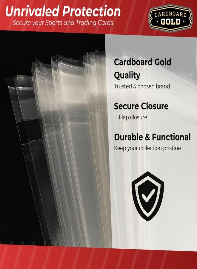 Cardboard Gold Resealable Sports Card Team Set Bags - 1000 Pcs Team Bags for Trading Cards - Non-PVC, Crystal Clear 2 Mil Polypropylene - Holds Toploaders to 120pts - Acid-Free, Adhesive Strip - Image 4