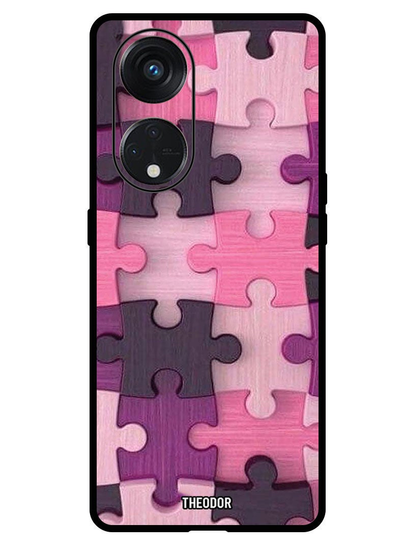 Theodor Protective Case Anti Scratch Shock Proof Bumper Cover For Oppo Reno 8T 5G Pink Puzzle - Image 1