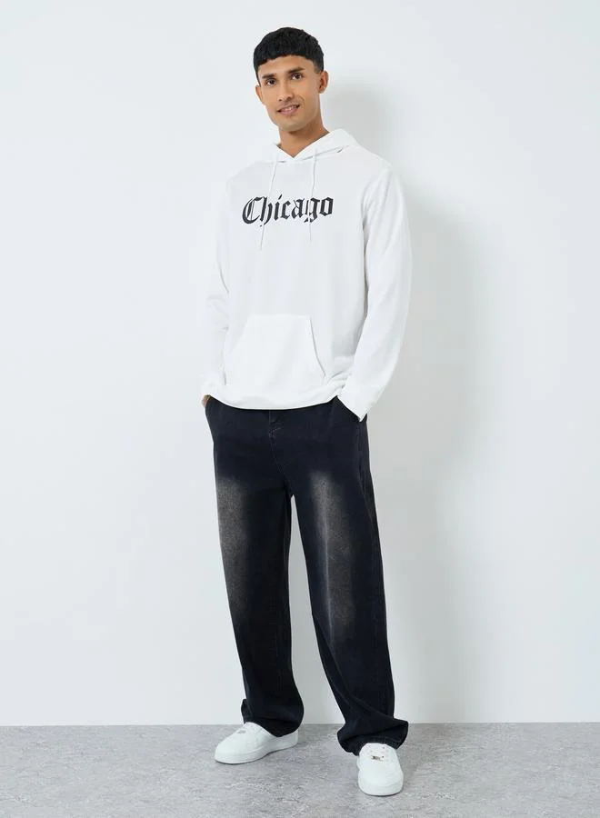 Take Two Take Two Men White Chicago Print Hoodie