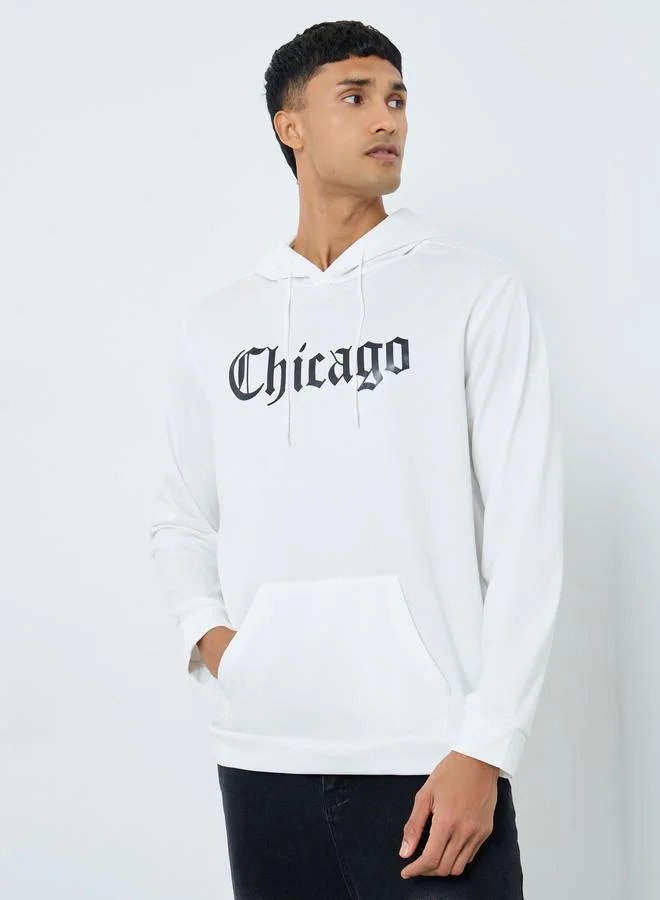 Take Two Take Two Men White Chicago Print Hoodie