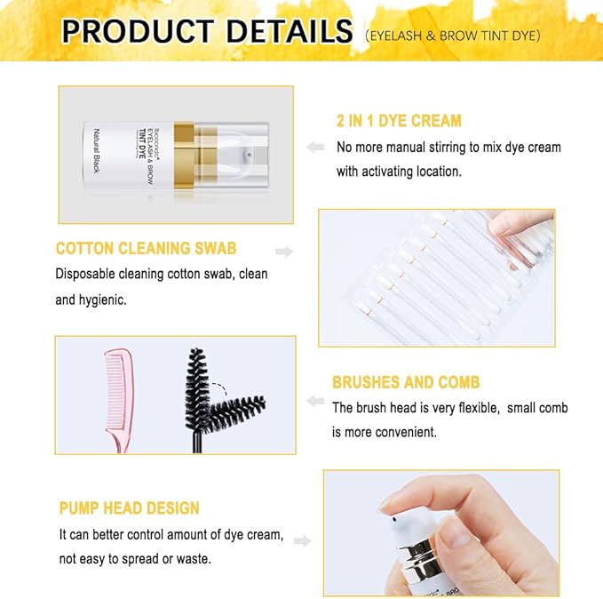 SHEEYOON Eyebrow Tint Cream Professional Brow Eyelash DYE Kit Natural Long Lasting Waterproof Eyebrow Colors Black - Image 5