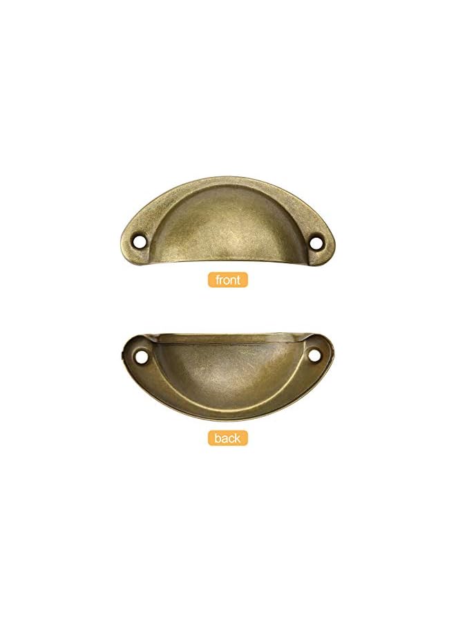 PROMASS promass 12 x Vintage Shell Cup Pull Handles, Retro Metal Half Moon Closet Knob for Kitchen Cupboard Cabinet Furniture Door Drawer Knobs, Gold Vintage Bronze  - Image 2