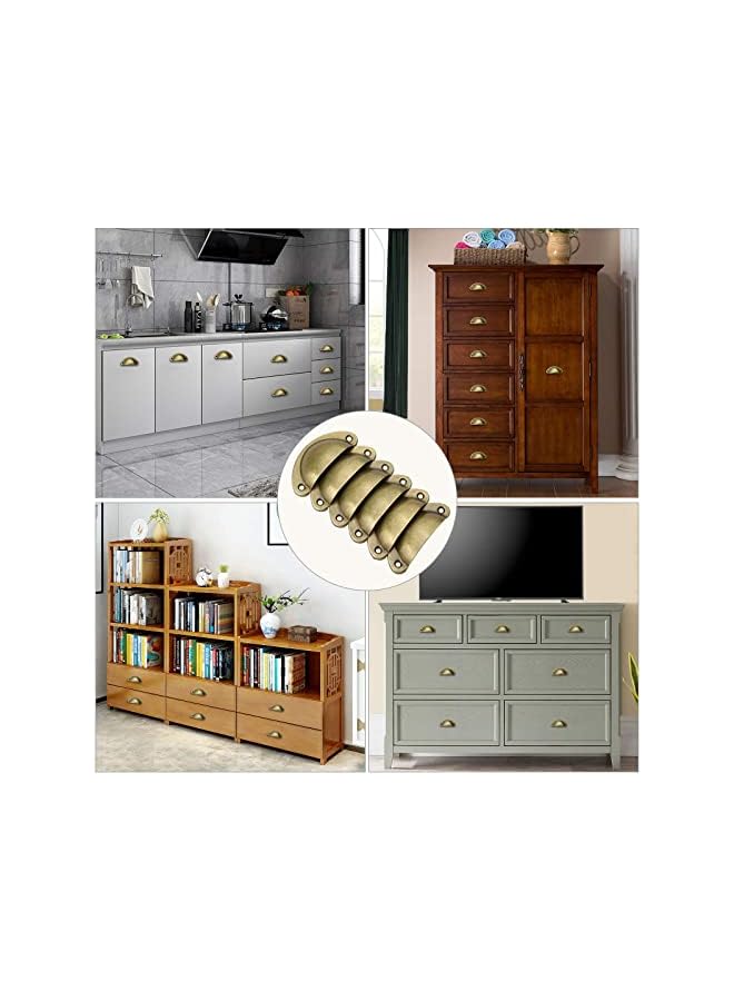 PROMASS promass 12 x Vintage Shell Cup Pull Handles, Retro Metal Half Moon Closet Knob for Kitchen Cupboard Cabinet Furniture Door Drawer Knobs, Gold Vintage Bronze  - Image 5