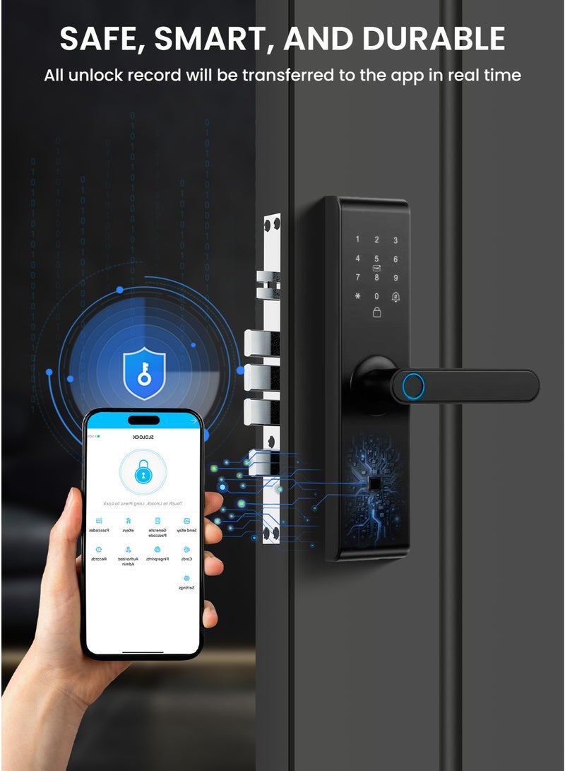 Black Smart WiFi Door Lock ,Tuya APP+Keypad , Auto Lock+One-Touch Unlock , 5050 Mortise , Home/Office - Image 2