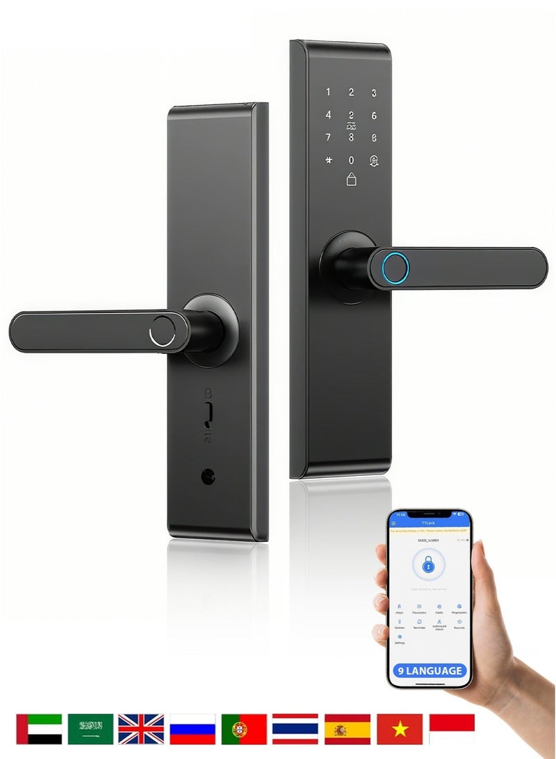 Black Smart WiFi Door Lock ,Tuya APP+Keypad , Auto Lock+One-Touch Unlock , 5050 Mortise , Home/Office - Image 1