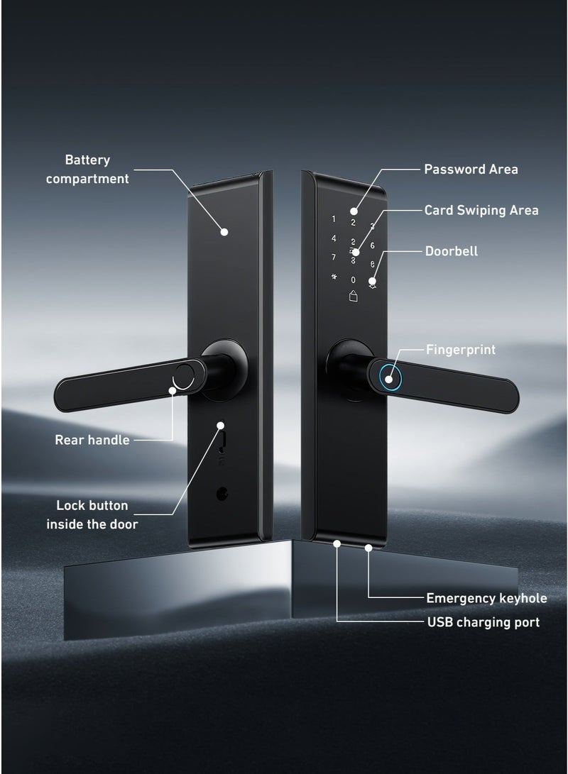 Black Smart WiFi Door Lock ,Tuya APP+Keypad , Auto Lock+One-Touch Unlock , 5050 Mortise , Home/Office - Image 3